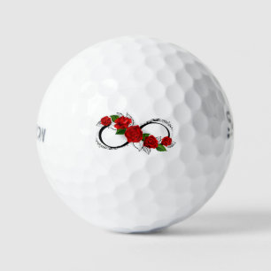 Unendlichkeitssymbol mit Rote Rosen Golfball