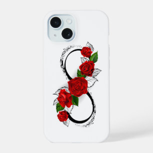 Unendlichkeitssymbol mit Rote Rosen iPhone 15 Hülle