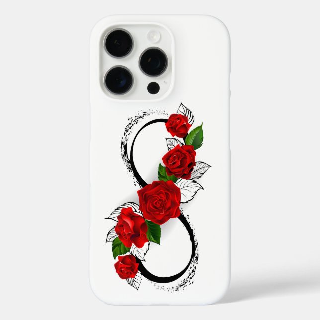 Unendlichkeitssymbol mit Rote Rosen iPhone 16 Pro Hülle (Rückseite)