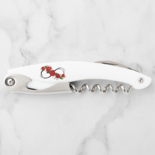 Unendlichkeitssymbol mit Rote Rosen Kellnermesser