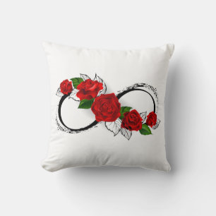 Unendlichkeitssymbol mit Rote Rosen Kissen