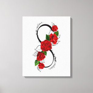 Unendlichkeitssymbol mit Rote Rosen Leinwanddruck
