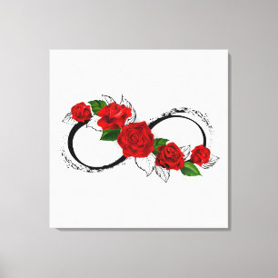 Unendlichkeitssymbol mit Rote Rosen Leinwanddruck
