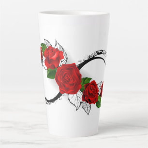 Unendlichkeitssymbol mit Rote Rosen Milchtasse