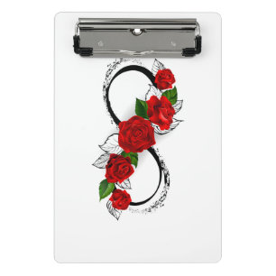 Unendlichkeitssymbol mit Rote Rosen Mini Klemmbrett