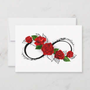 Unendlichkeitssymbol mit Rote Rosen Mitteilungskarte