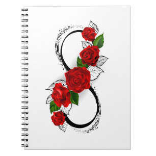 Unendlichkeitssymbol mit Rote Rosen Notizblock