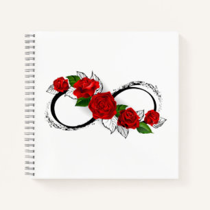 Unendlichkeitssymbol mit Rote Rosen Notizbuch