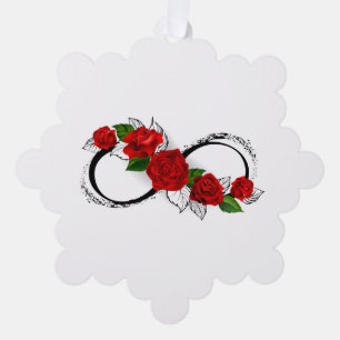 Unendlichkeitssymbol mit Rote Rosen Ornament Karte