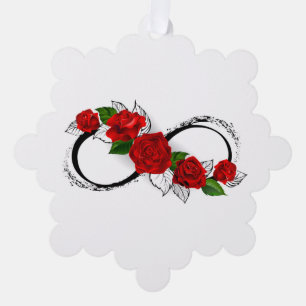 Unendlichkeitssymbol mit Rote Rosen Ornament Karte