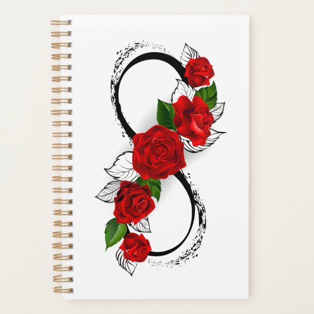 Unendlichkeitssymbol mit Rote Rosen Planer (Vorderseite)