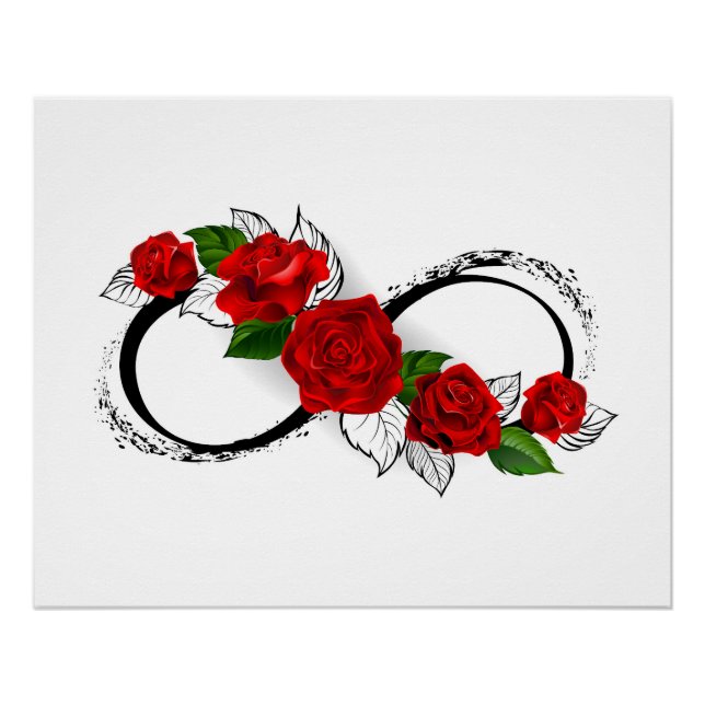 Unendlichkeitssymbol mit Rote Rosen Poster (Vorderseite)