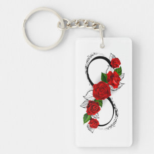 Unendlichkeitssymbol mit Rote Rosen Schlüsselanhänger