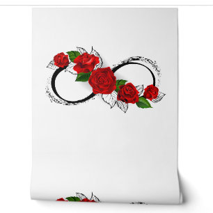 Unendlichkeitssymbol mit Rote Rosen Tapete