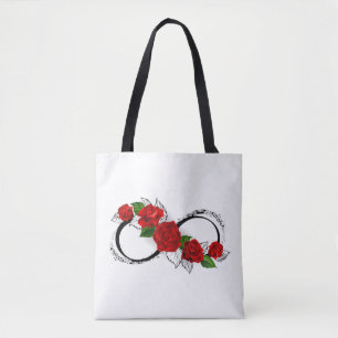 Unendlichkeitssymbol mit Rote Rosen Tasche