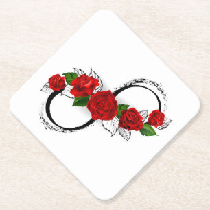Unendlichkeitssymbol mit Rote Rosen Untersetzer