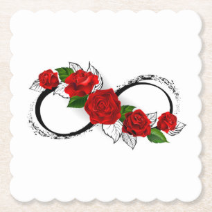 Unendlichkeitssymbol mit Rote Rosen Untersetzer