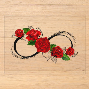 Unendlichkeitssymbol mit roten Rosen Acryleinladungen