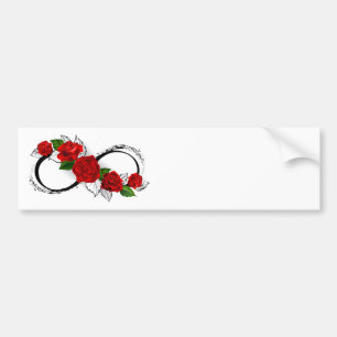 Unendlichkeitssymbol mit roten Rosen Autoaufkleber