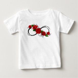 Unendlichkeitssymbol mit roten Rosen Baby T-shirt
