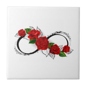 Unendlichkeitssymbol mit roten Rosen Fliese