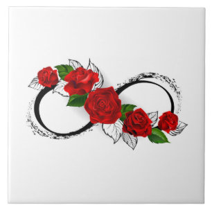 Unendlichkeitssymbol mit roten Rosen Fliese