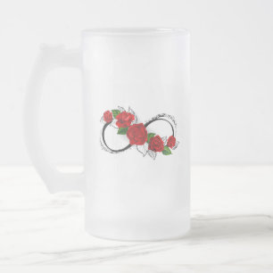 Unendlichkeitssymbol mit roten Rosen Mattglas Bierglas