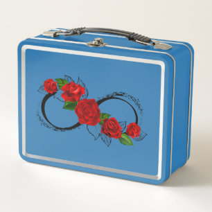 Unendlichkeitssymbol mit roten Rosen Metall Brotdose