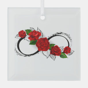 Unendlichkeitssymbol mit roten Rosen Ornament Aus Glas