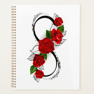 Unendlichkeitssymbol mit roten Rosen Planer