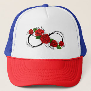 Unendlichkeitssymbol mit roten Rosen Truckerkappe