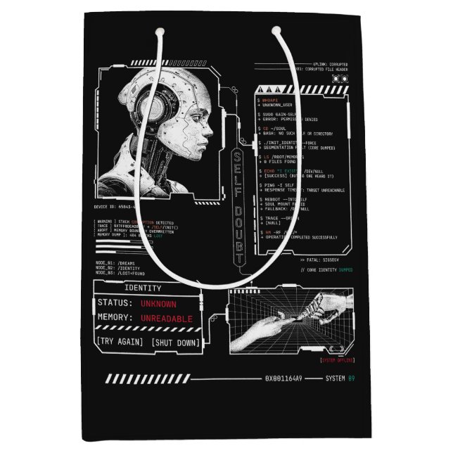 Unerkannt - Techno-Brutalist Streetwear Design Mittlere Geschenktüte (Vorderseite)