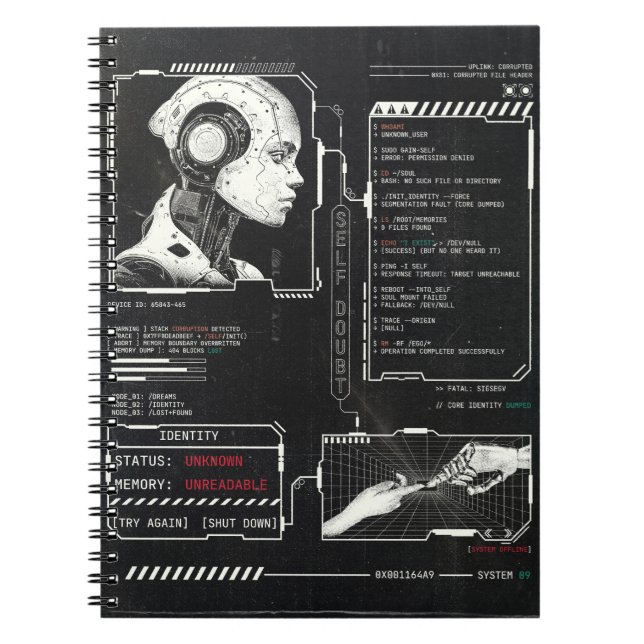 Unerkannt - Techno-Brutalist Streetwear Design Notizblock (Vorderseite)