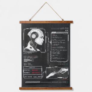 Unerkannt - Techno-Brutalist Streetwear Design Wandteppich Mit Holzrahmen