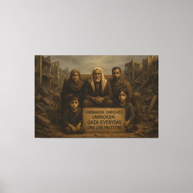 Unerschüttert. Unbewegt. Ungebrochen. — Gaza tägli Leinwanddruck (Vorderseite)