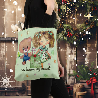 Unerträglich süße Mädchen und Teddybär Tasche