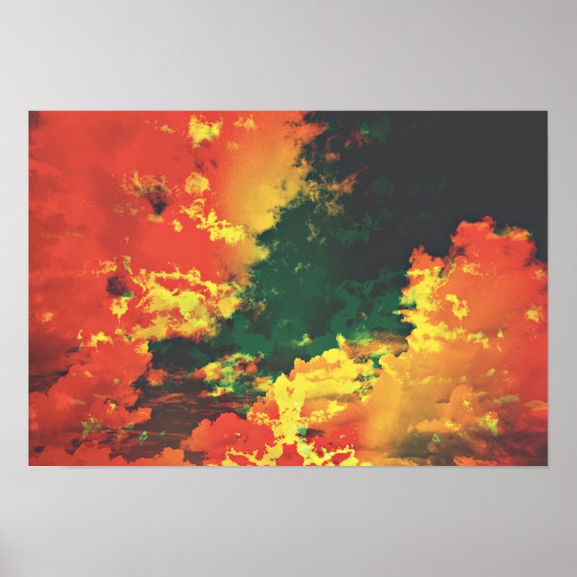 Unerwartete Wolken in rot-gelben grünen Farben Poster (Vorne)
