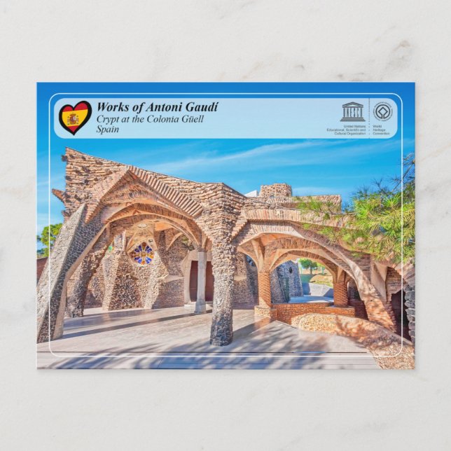 UNESCO - Antoni Gaud, Krypt bei Colonia G ￼ ell Postkarte (Vorderseite)