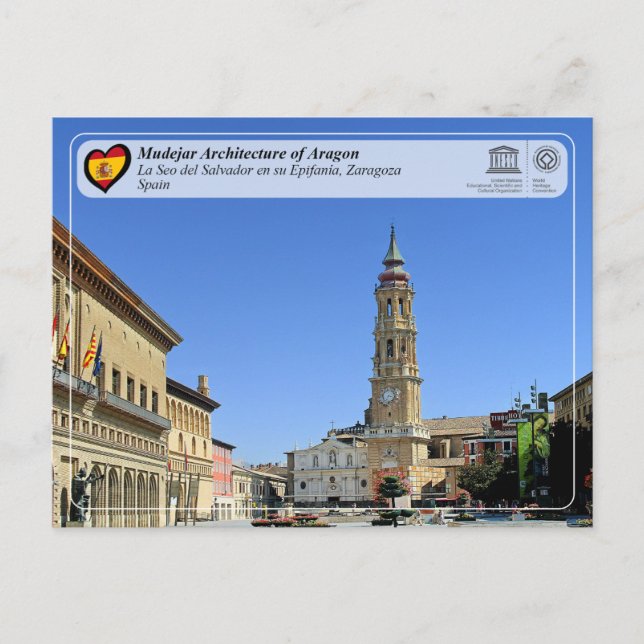 UNESCO Catedral del Salvador de Zaragoza (La Seo) Postkarte (Vorderseite)