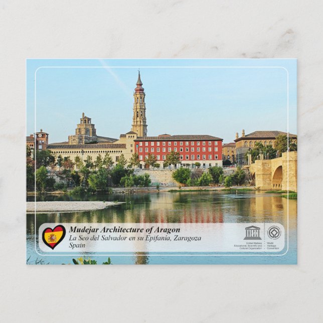 UNESCO Catedral del Salvador de Zaragoza (La Seo) Postkarte (Vorderseite)