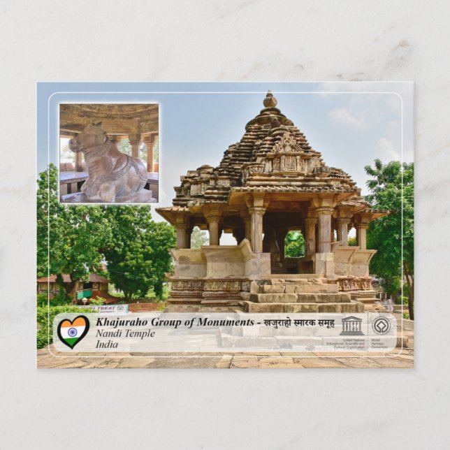 UNESCO Khajuraho Gruppe Denkmäler - Tempel Nandi Postkarte (Vorderseite)