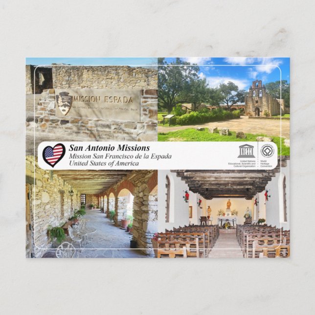 UNESCO - San Antonio - Mission Espada Postkarte (Vorderseite)