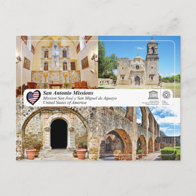 UNESCO - San Antonio - Mission San José Postkarte (Vorderseite)