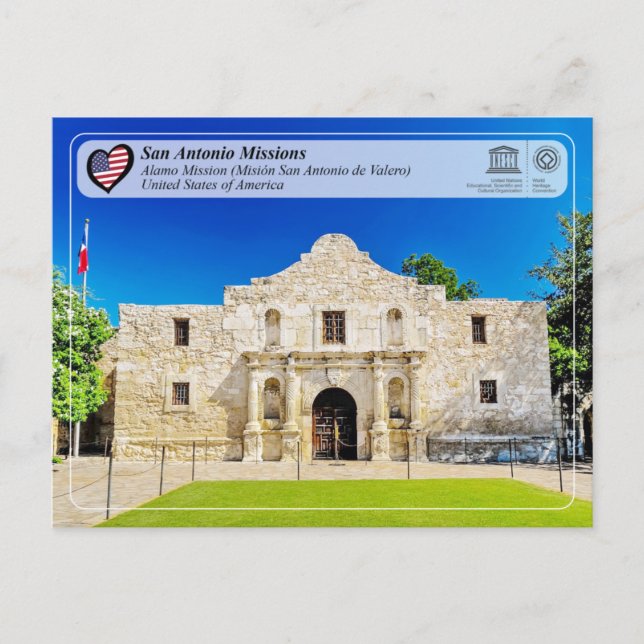 UNESCO - San Antonio - Mission Valero Postkarte (Vorderseite)