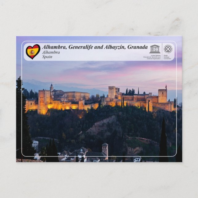 UNESCO WH- Alhambra, Granada Postkarte (Vorderseite)