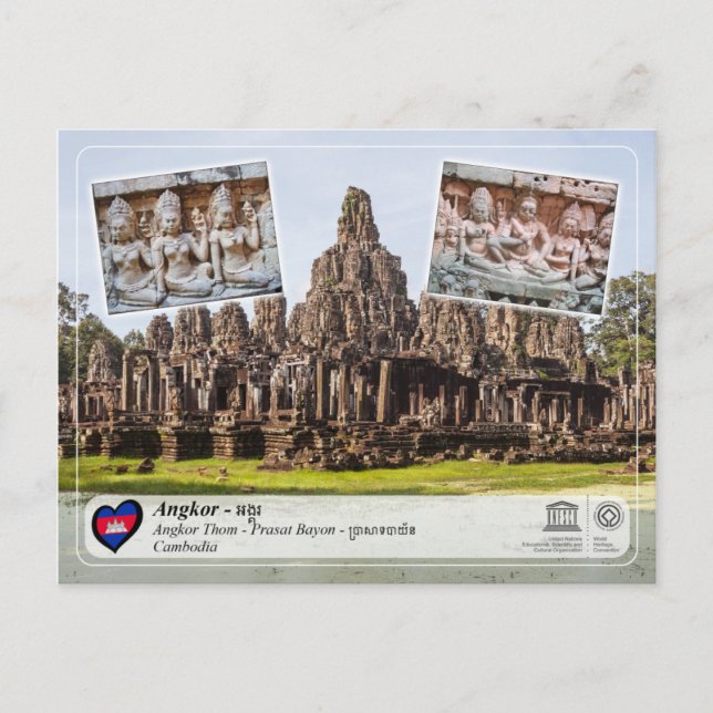 UNESCO WH- Angkor - Bayon Temple Postkarte (Vorderseite)