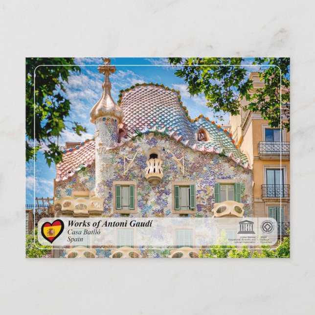 UNESCO WH- Antoni Gaudí - Casa Batlló Postkarte (Vorderseite)