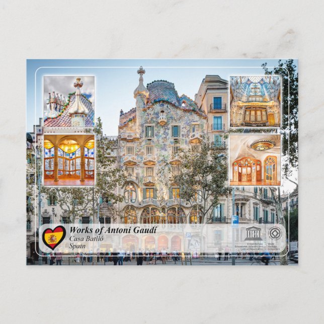 UNESCO WH- Antoni Gaudí - Casa Batlló Postkarte (Vorderseite)