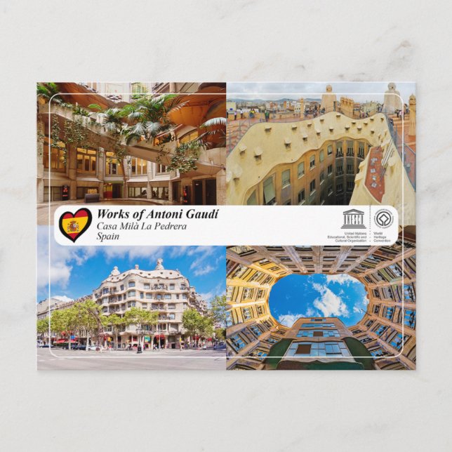 UNESCO WH- Antoni Gaudí - Casa Milà La Pedrera Postkarte (Vorderseite)