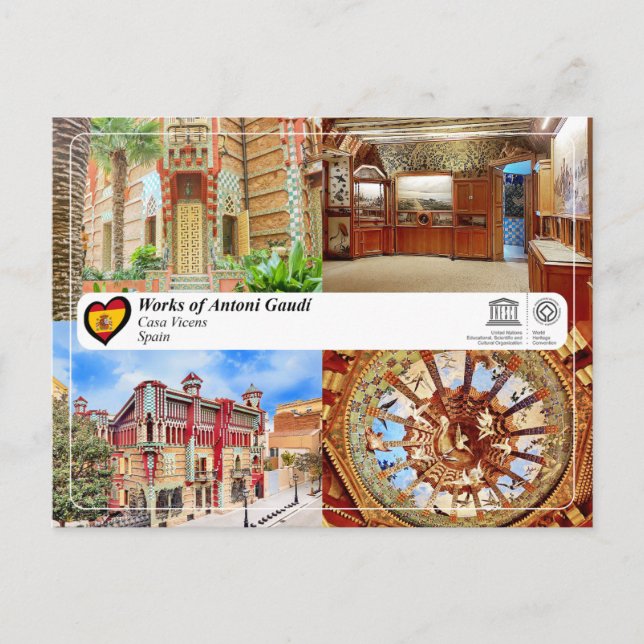 UNESCO WH- Antoni Gaudí - Casa Vicens Postkarte (Vorderseite)